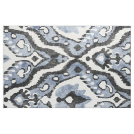Tela Patrones tribales de ikat blanco azul pálido neutr