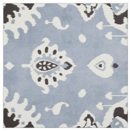 Tela Patrones tribales de ikat blanco azul pálido neutr