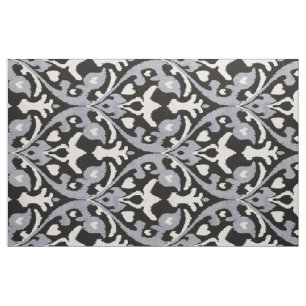 Tela Patrones tribales de ikat blanco gris negro neutro