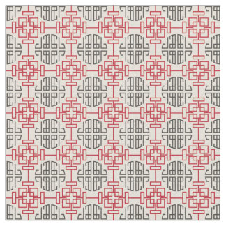 Tela Patte decorativo chino geométrico tradicional rojo