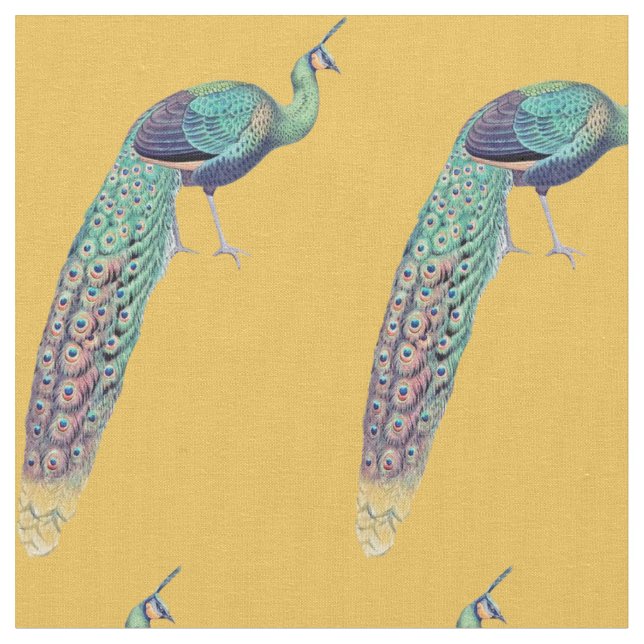 Tela Pavo real de oro (De cerca)