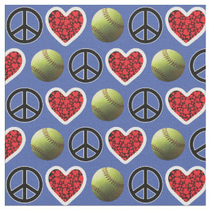 Tela Paz, amor, Softball con diseño azul