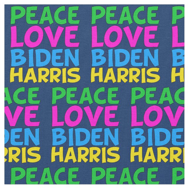 Tela Peace Love Biden Harris (De cerca)