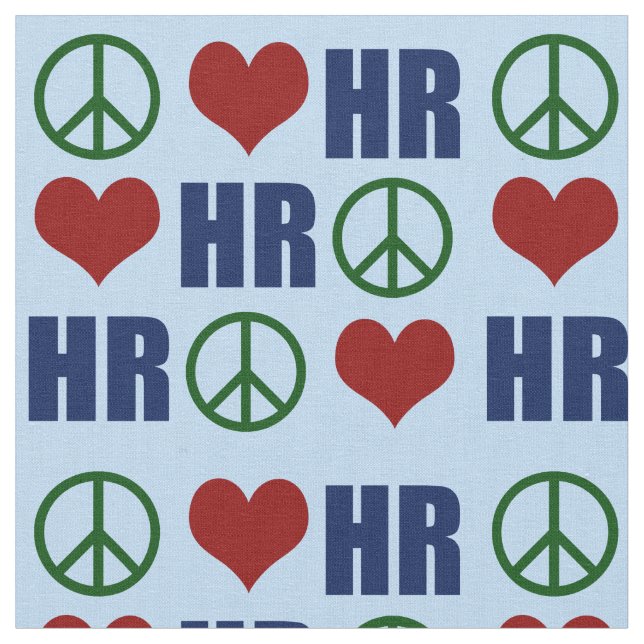 Tela Peace Love HR Recursos humanos Azul (De cerca)