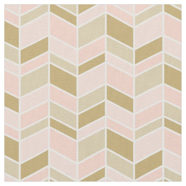 Tela Peach and Gold Herringbone Chevron (De cerca)