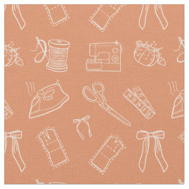 Tela Peach Sewing Themed Pattern