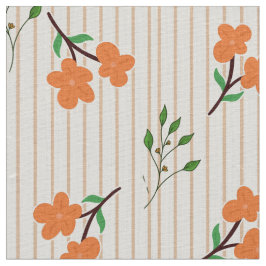 Tela Peach Stripe Floral Botanical Ivory Linen Fabric