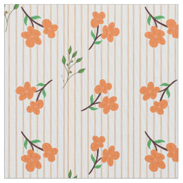 Tela Peach Stripe Floral Botanical Pima Cotton Fabric