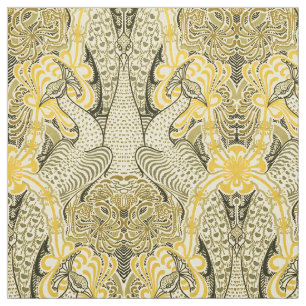 Tela Peacocks y honeysuckle de estilo Art Nouveau de la