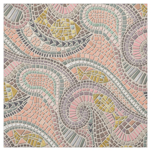 Tela peces mosaicos pastel (Retal)