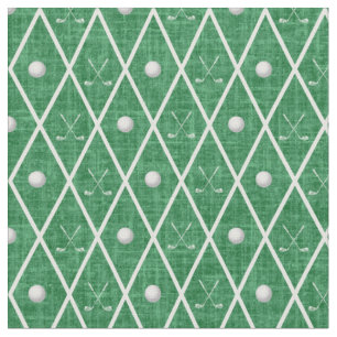 Tela Pelotas y palos de golf Argyle en verde de Navidad