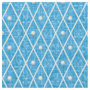 Tela Pelotas y palos de golf Argyle sobre azul brillant