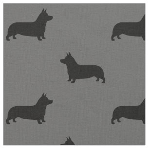 Tela Pembroke Welsh Corgi Silhouettes Patrón gris