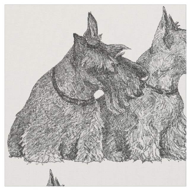 Tela Pen Ink Scottish Terriers (De cerca)