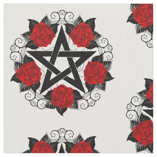 Tela Pentagram con rosas rojas (De cerca)