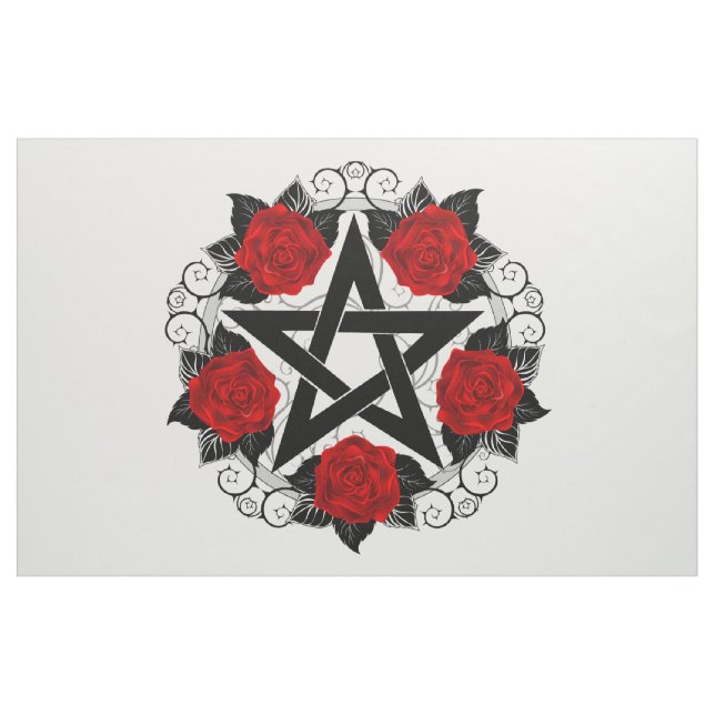 Tela Pentagram con rosas rojas (Yarda)