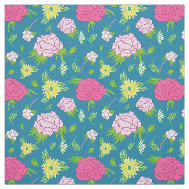 Tela peonias y margaritas (Retal)