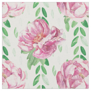 Tela Peonies de color de agua rosa