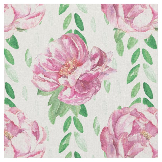 Tela Peonies de color de agua rosa (De cerca)