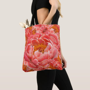 Tela Peonies de coral de bolso