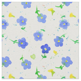 Tela Pequeña Flor Silvestre Azul Acuarela Campo Inglés 