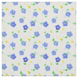 Tela Pequeña Flor Silvestre Azul Acuarela Campo Inglés 