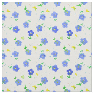 Tela Pequeña Flor Silvestre Azul Acuarela Campo Inglés 