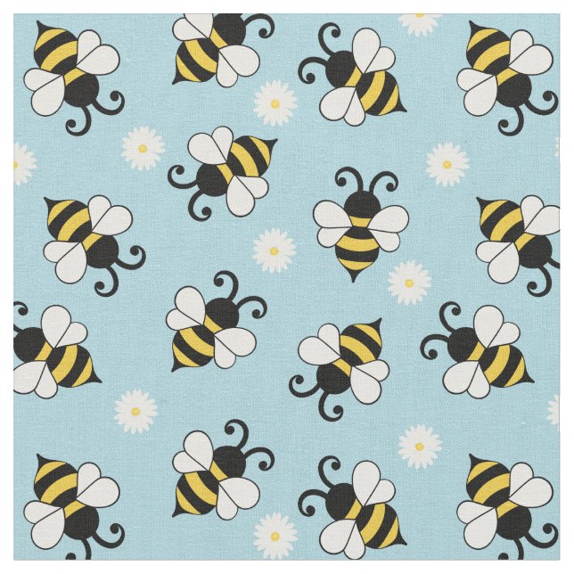 Tela Pequeñas abejas y flores de margarita (De cerca)
