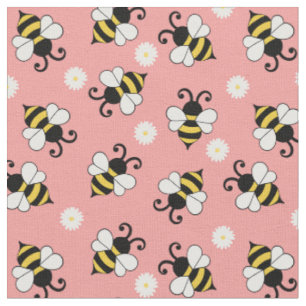 Tela Pequeñas abejas y flores de margarita
