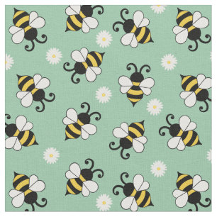 Tela Pequeñas abejas y flores de margarita