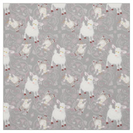 Tela Pequeñas cabras blancas y flores