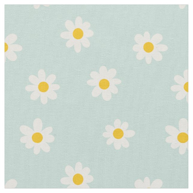 Tela Pequeñas Margaritas / suave teal  (De cerca)