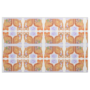 Tela Pequeño gato de Tabby con un ratón bailando sobre 