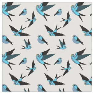 Tela Pequeño pájaro azul volando, sentado, huella de 