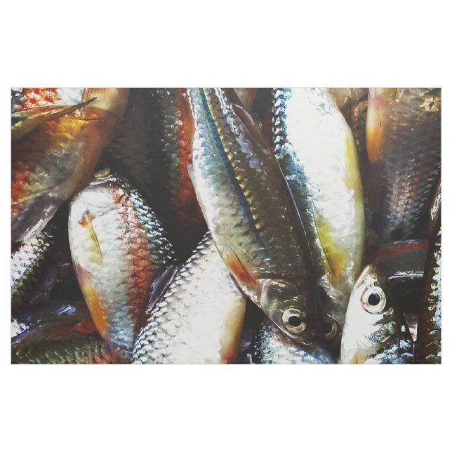 Tela Pequeño pez blanco ("Cuarto gordo" (fat quarter))