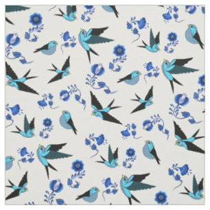 Tela Pequeño vuelo azul del pájaro, sentada, impresión