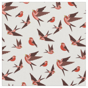 Tela Pequeño vuelo rojo del pájaro, sentada, impresión