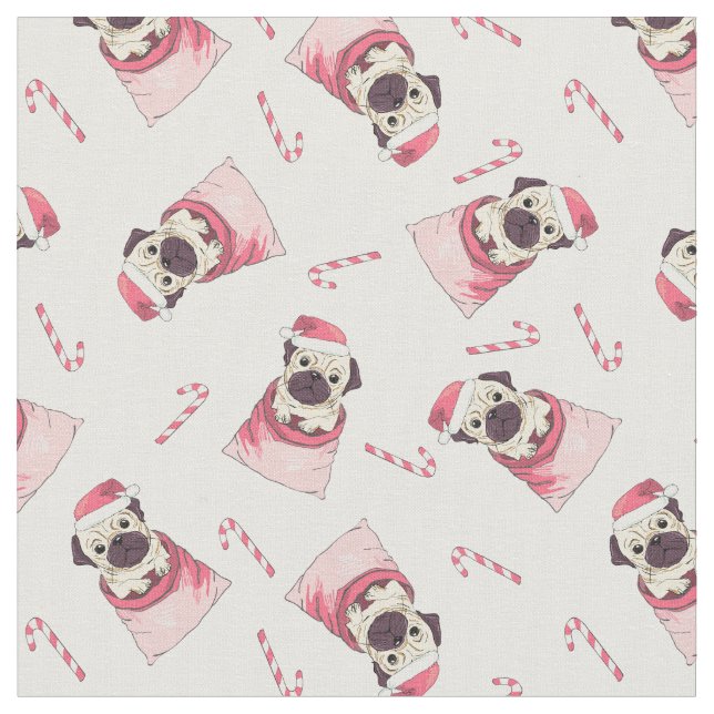 Tela Pequeños Navidades pugs (De cerca)