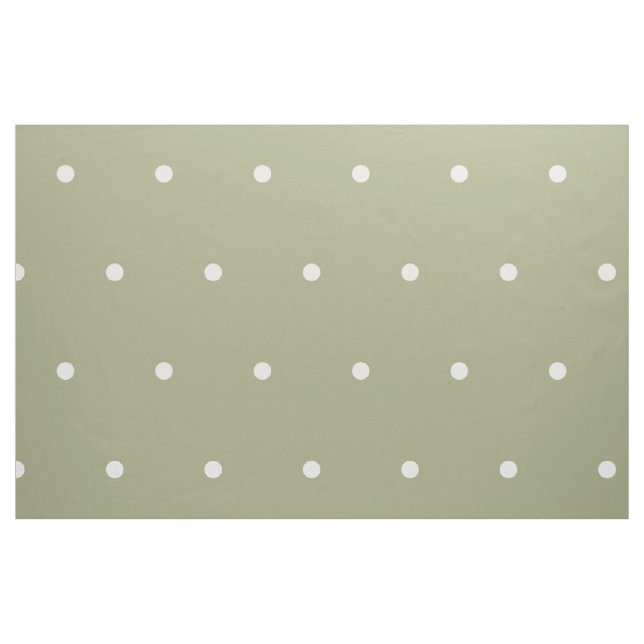 Tela Pequeños puntos de polka blanco en verde sabio ("Cuarto gordo" (fat quarter))