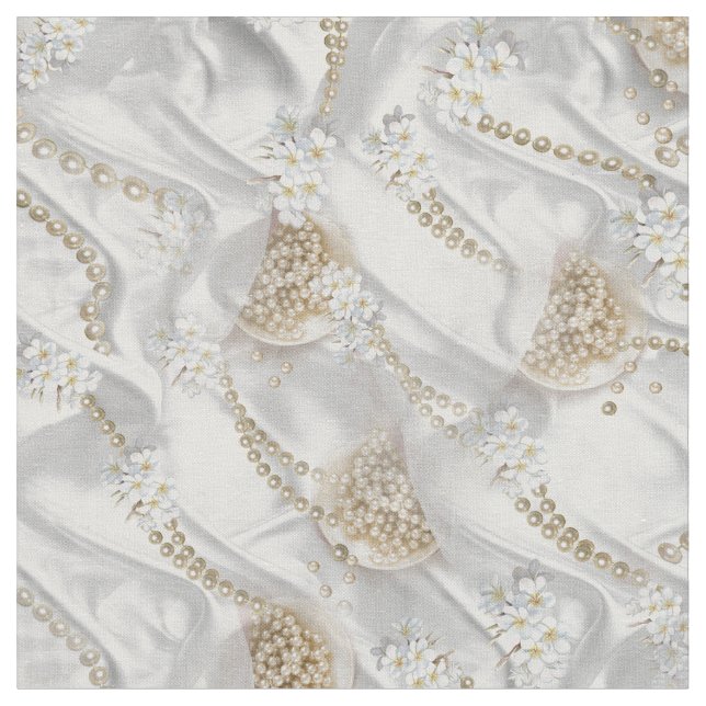 Tela Perlas blancas de seda y marfil (De cerca)