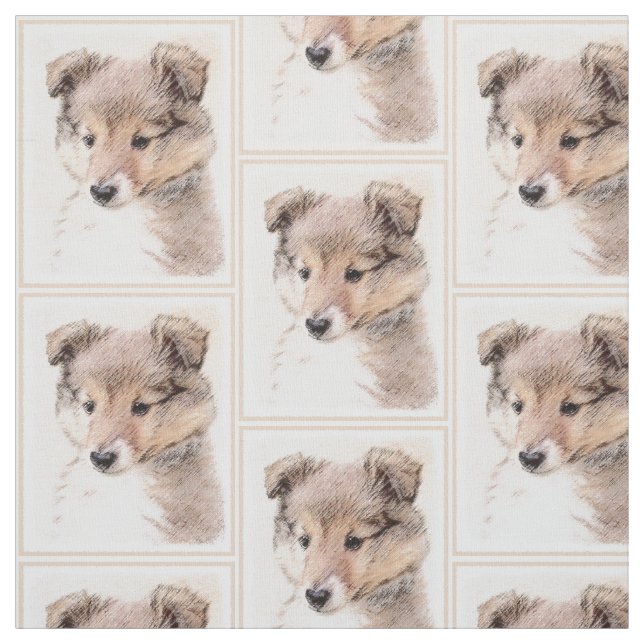 Tela Perrito del perro pastor de Shetland que pinta (Retal)