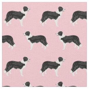 Tela Perro Collie borde rosa