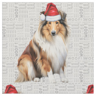 Tela Perro collie en festividad de Navidades de arte gr