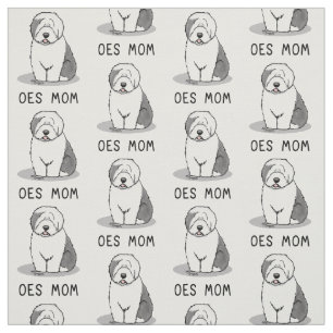 Tela Perro Cute OES Mamá Sheepdog Inglés Viejo (Gris 1)