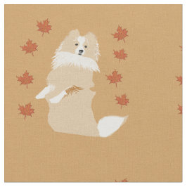 Tela Perro de Collie, hojas de otoño
