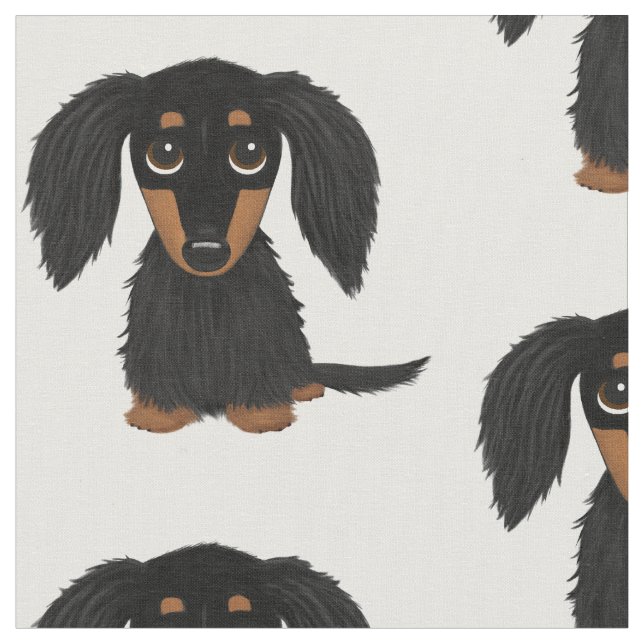 Tela Perro de dibujos animados Black and Tan Dachshund (De cerca)