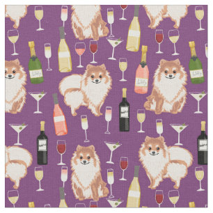 Tela Perro de Pomerania y púrpura de vino