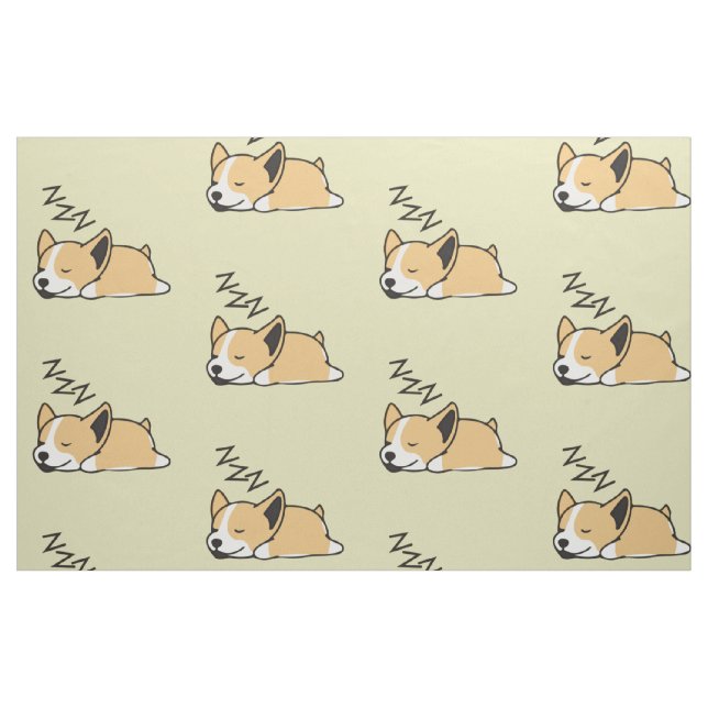 Tela Perro dormido de Corgi galés ("Cuarto gordo" (fat quarter))