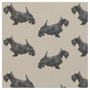 Tela Perro escocés con collar tartán