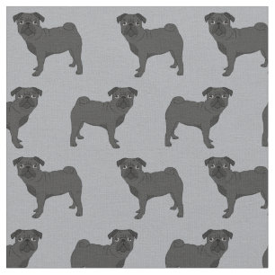 Tela perro negro Pug gris